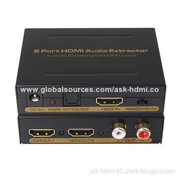 HDMI 1x2 Splitter with Audio EDID Setting, 5V DC/1A Power Adapter